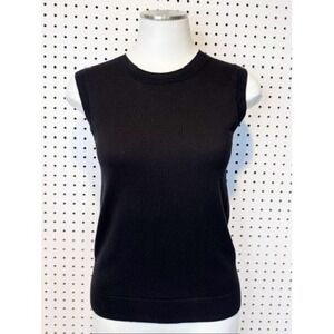J.Crew Black | Sweater Vest 100% Cotton Knit Crewneck  Sleeveless L2509 XS
